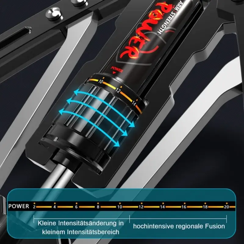 Verstellbarer Hydraulischer Brusttrainer mit Armtrainingsgerät - Hochbelastbares 10-200kg/22-440lbs Widerstandssystem inkl. Doppel-Federmechanismus, Verriegelungsfunktion & Polster für Fitnessstudio, Muskelaufbau Armbau (Schwarz) – Bild 4