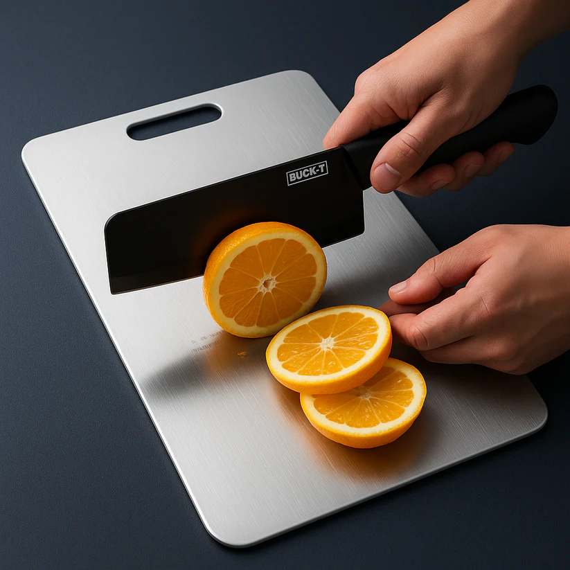 Edelstahl verdicktes Schneidebrett antibakteriell schimmelresistent Kneten Teigbrett Küche Obst Gemüse – Bild 9