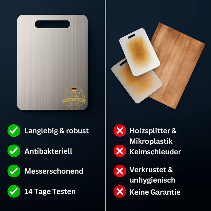 Edelstahl verdicktes Schneidebrett antibakteriell schimmelresistent Kneten Teigbrett Küche Obst Gemüse – Bild 4