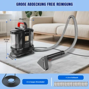 Teppichreiniger, Polsterreiniger Gerät, Waschsauger Teppichreiniger, Stain Fleckenreiniger Mit Tierhaarbürste Und Schlauchreinigungswerkzeug für Teppich, Sofa, Vorleger, Polster, Treppen, Auto, Nass-Trocken-Sauger mit starker Saugkraft
