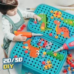 Children Toys Tool Set Electric Drill Screw Nut 3D Puzzle Toys Pretend Play Dinosaur Drilling Assembly Educational Toys for Boys